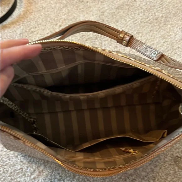 Brahmin Gold and Brown Shoulder Bag with Hobo Shape - Picture 3 of 5